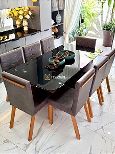 CONJUNTO MESA MARK 180X090 + 8 CADEIRAS MODELO MARK 32 CINZA