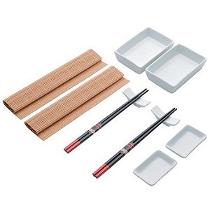 CJ P/ SUSHI DE BAMBU E CERAMICA KYOTO 10 PCS