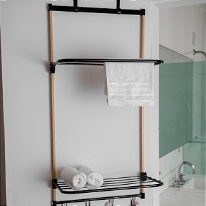 VARAL DE PORTA EM BAMBU COM HASTES METALICAS - SIMPLO
