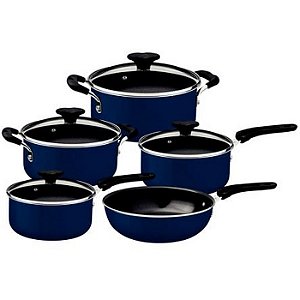 JOGO DE PANELAS DE ALUMINIO TUNIS ANTIADERENTE AZUL 05 PEÇAS