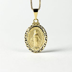 Pingente de Nossa Senhora das Graças Diamantado Dourado (18x14mm)