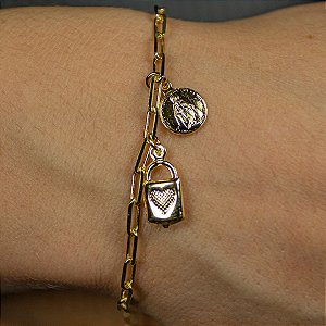 Pulseira Semijoia Cadeia Nossa Senhora das Graças Medalha P