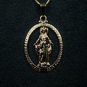 Pingente de Nossa Senhora das Graças Vazada com Círculo