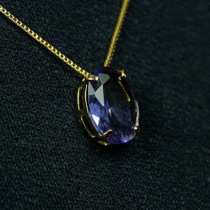 Colar Pedra Oval Azul