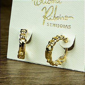 Brinco Argola Corrente Dourada