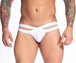 Jockstrap Com Elástico Frontal Duplo Aberto Branco