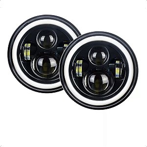 Kit 2 Farol Angel Eyes Defender Led Jeep Troller Fusca Kombi