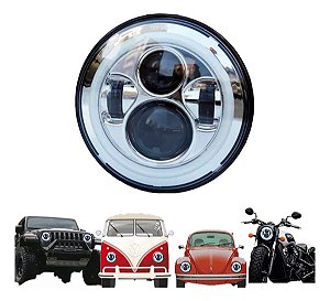 Farol Angel Eyes Cromado Led Fusca Kombi