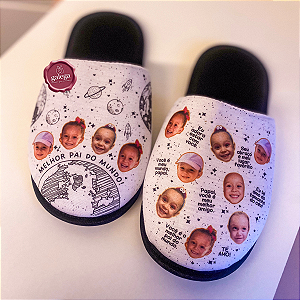 Pantufa Melhor Pai do Mundo com Rostinhos dos Filhos