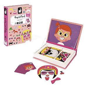 Livro Magnetico Montessori Crazy Faces Meninas 82 Pecas Janod