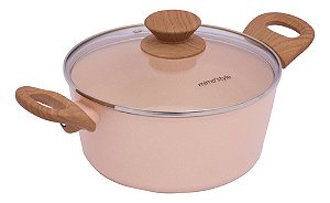 Panela Caçarola Rosa 20cm Indução Cerâmico 4mm Style Cook