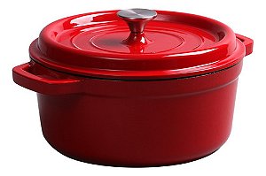 Panela De Ferro Fundido Pesada Esmaltada 20cm Vermelha