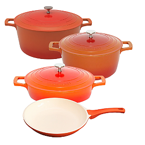 Jogo 4 Panelas Laranja Cerâmica Indução Cook&chef Mimo Style