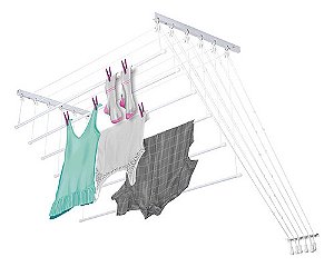 Varal Pratico Em Aco 1,20m Para Parede Ou Teto - Secalux Branco