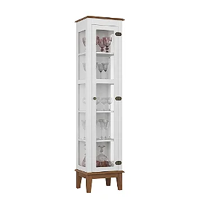 Cristaleira De Madeira Maciça 1 Porta Branco