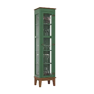 Cristaleira De Madeira Maciça 1 Porta Verde