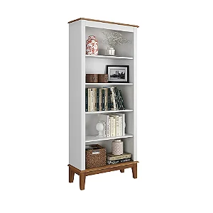 Estante de Madeira Maciça 4 Prateleiras Branco