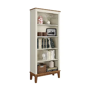 Estante de Madeira Maciça 4 Prateleiras Off White
