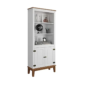 Estante de Madeira Maciça 2 Portas Branco