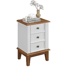 Mesa de Cabeceira 3 Gavetas Branco