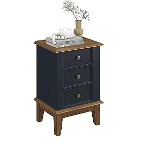 Mesa de Cabeceira 3 Gavetas Azul Petróleo