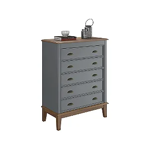 Cômoda 5 Gavetas Cinza