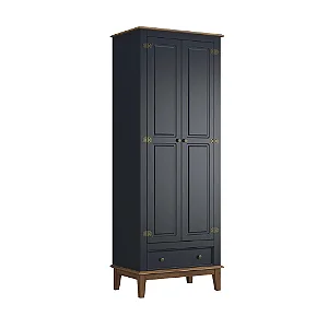Guarda-Roupa Rústico 2 Portas + 1 Gavetas Azul Petróleo