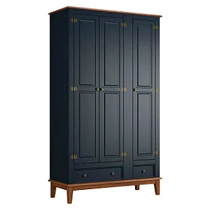 Guarda-Roupa Rústico 3 Portas + 2 Gavetas Azul Petróleo