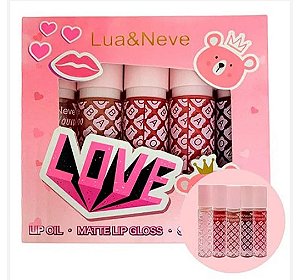 Kit com 5 Lip Oils Batom Líquido Lua & Neve 3,6ml-5 pçs