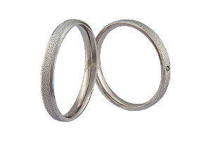 Par Aliança Aço Inox Diamantada Canto Quebrado 3mm Com Zirconia 1,25mm - SR025D