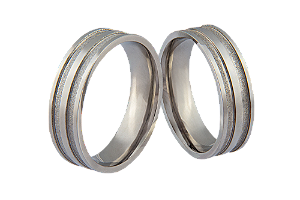 Par Aliança Aço Inox Com 2 Frisos Diamantados 6mm - SR317D