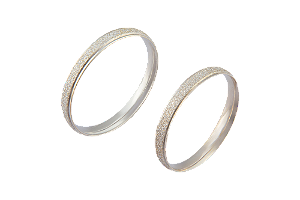 Par Aliança Prata 950 Diamantada Canto Quebrado 2,90mm - ALP1208