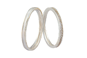 Par Aliança Prata 950 2,20mm Com Zirconias Cristal 1,25mm - ALP351