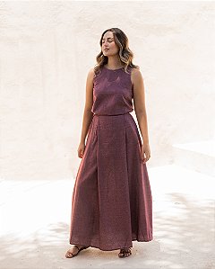 Saia Pregas - Rosa Queimado