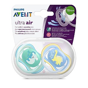 Kit 2 Chupetas Ultra Air Bico de Silicone 18+ Azul - Philips Avent