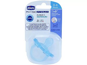 Chupeta Silicone Ortodôntico Chicco Soft - PhysioForma Azul Claro 0 a 6 meses