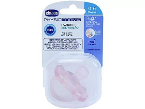 Chupeta Silicone Ortodôntico Chicco Soft - PhysioForma Rosa Claro 0 a 6 meses