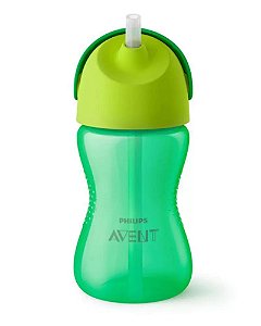 Copo Avent Dinossauro c/Canudo Curvado 300ml Verde SCF798-01