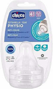 Bico de Mamadeira Physio Perfect 5 Fluxo Rápido 4m+ com 2 unidades Chicco