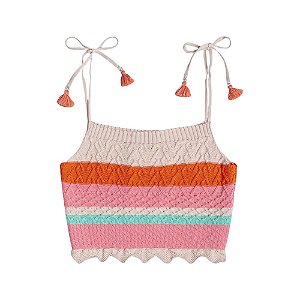 Blusa Top Tricot Menina Listrado Conforto Cada Detalhe Tam18