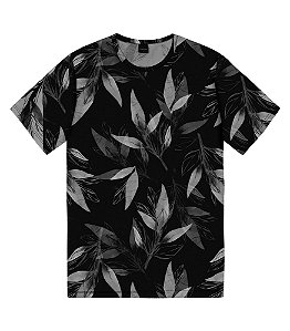 Camiseta Masculina Adulto Estampa Florees Rovitex Preto