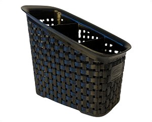 Organizador Multiuso Rattan Porta Trecos Plástico Preto 3 Divisões