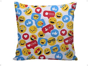 Capa Almofada Decorativa Emoji 100% Algodão Tricoline 45x45 Com Zíper Invisível