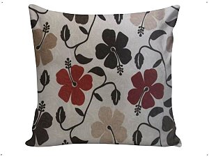 Capa Almofada Decorativa Floral Creme Tecido Jacquard 45x45 Com Zíper Invisivel