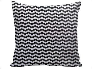 Capa Almofada Decorativa Zig Zag Preto e Branco 100% Algodão Tricoline 45x45 Com Zíper Invisível