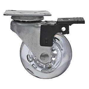 Rodízio Giratório Gel 2 Pol Anti Risco Base 42x42mm Com Trava 40Kg - 1 Uni Borrachas Londrina