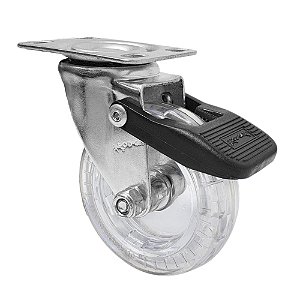 Rodízio Giratório GLRO 310 Gel 3 Pol Base 66x49 mm Com Freio 40 Kg - 1 Uni  Borrachas Londrina