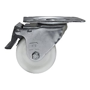 Rodízio Giratório Aço Zincado Nylon GLRON 312 N 150KG - 1 Unidades Borrachas Londrina