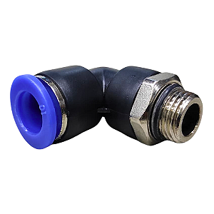 União Pneumático Cotovelo 90° 10mm x 1/4" Macho e Fêmea