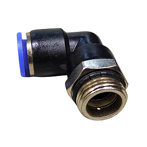 União Pneumático Cotovelo 90° 10mm x 3/8" Macho e Fêmea